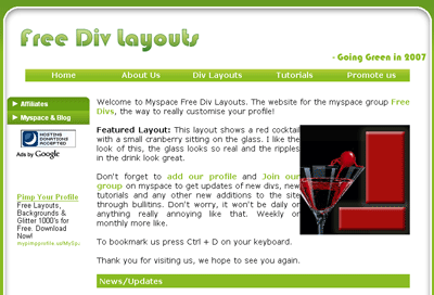 Free Layouts Websites on Free Myspace Div Layouts   Central Myspace Source